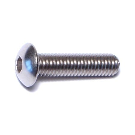 Midwest Fastener M5-0.80 Socket Head Cap Screw, Button-Head, Plain Stainless Steel, 20 mm Length, 10 PK 75564